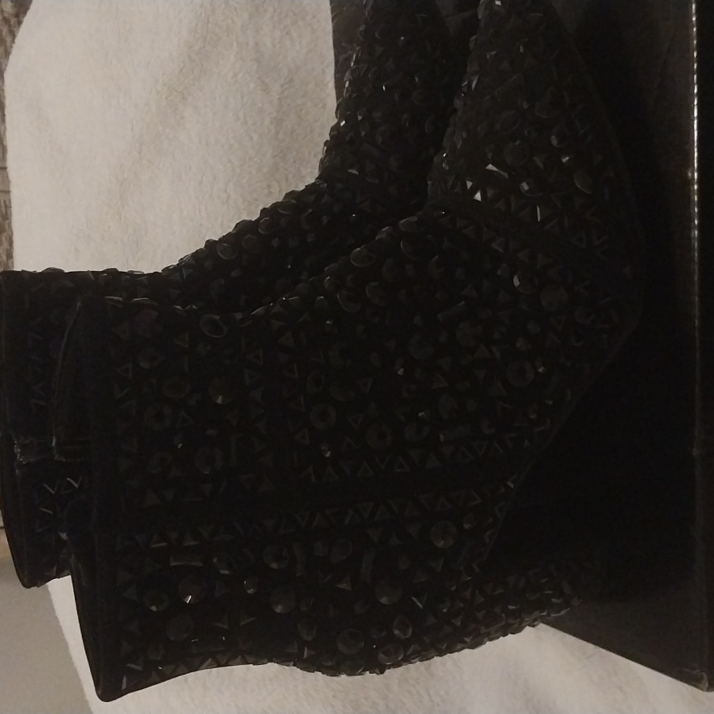 Forever Rhinestone Boots/Booties BLACK 9 - Picture 3 of 10